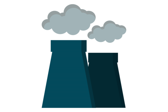 Nuclear Power Plant Color Icon: A Modern Industrial Typeface